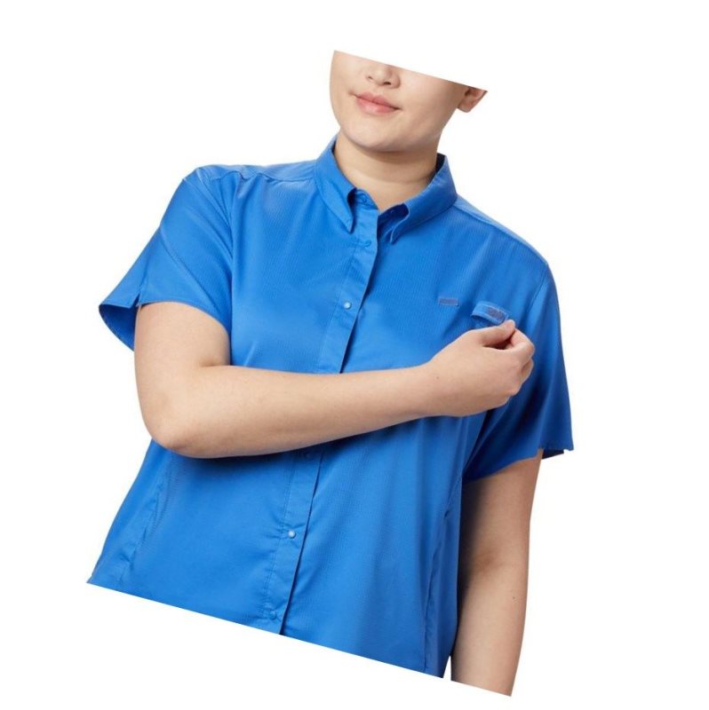 Columbia PFG Tamiami II Short Sleeve Plus Size Gömlek Kadın Mavi | 27398-MVTI
