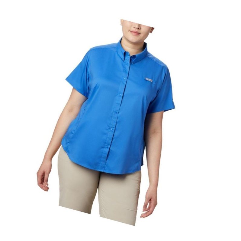 Columbia PFG Tamiami II Short Sleeve Plus Size Gömlek Kadın Mavi | 27398-MVTI