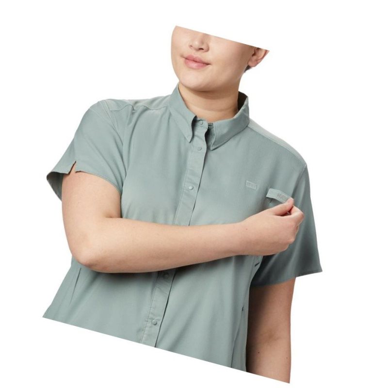 Columbia PFG Tamiami II Short Sleeve Plus Size Gömlek Kadın Açık Yeşil | 09846-FSOK