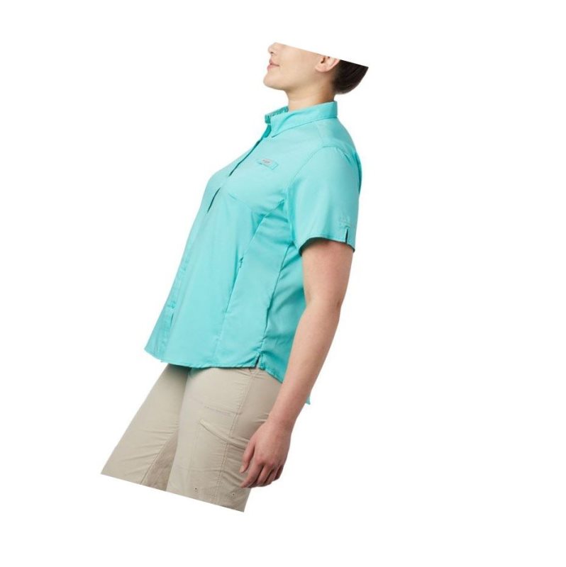 Columbia PFG Tamiami II Short Sleeve Plus Size Gömlek Kadın Mavi | 08195-BFZA