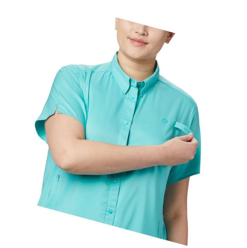 Columbia PFG Tamiami II Short Sleeve Plus Size Gömlek Kadın Mavi | 08195-BFZA