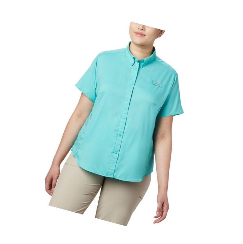 Columbia PFG Tamiami II Short Sleeve Plus Size Gömlek Kadın Mavi | 08195-BFZA