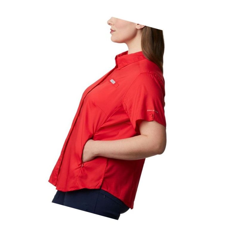 Columbia PFG Tamiami II Short Sleeve Plus Size Gömlek Kadın Kırmızı | 85761-XGPC