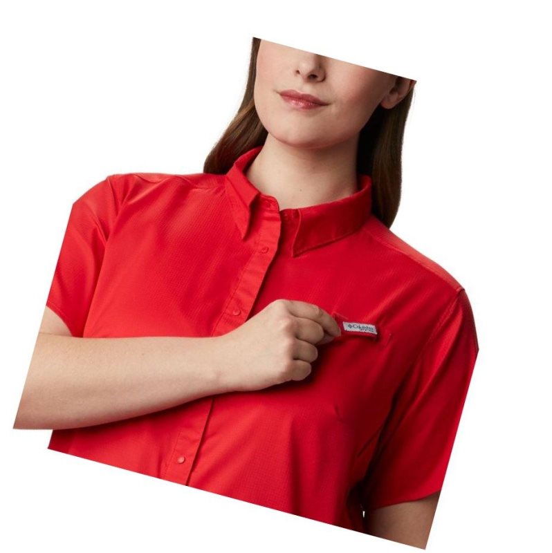 Columbia PFG Tamiami II Short Sleeve Plus Size Gömlek Kadın Kırmızı | 85761-XGPC