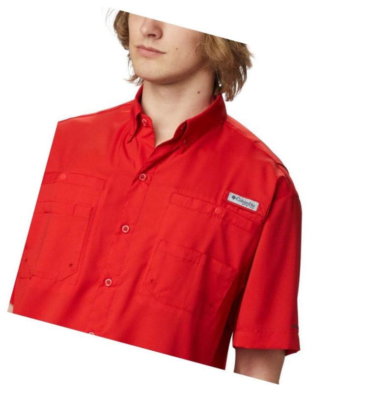 Columbia PFG Tamiami II Short Sleeve Tall Gömlek Erkek Kırmızı | 34581-CQTY