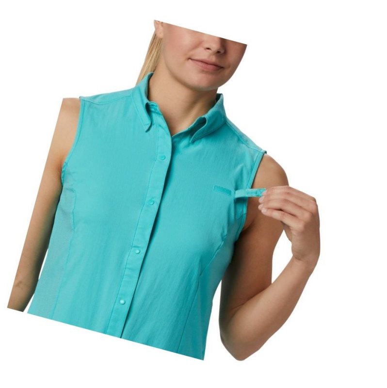 Columbia PFG Tamiami Sleeveless Gömlek Kadın Mavi | 84203-OGYF