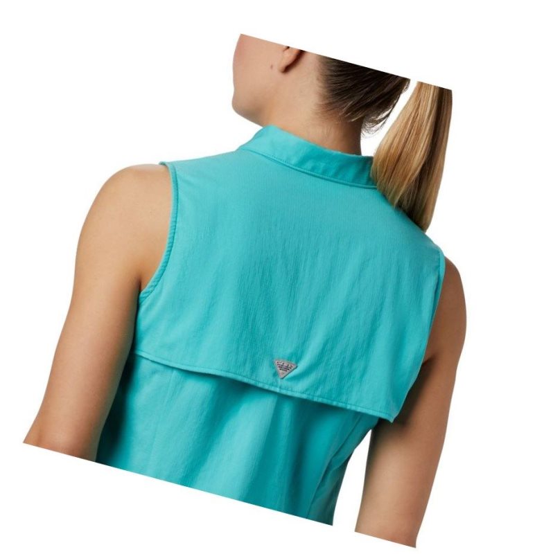 Columbia PFG Tamiami Sleeveless Gömlek Kadın Mavi | 84203-OGYF