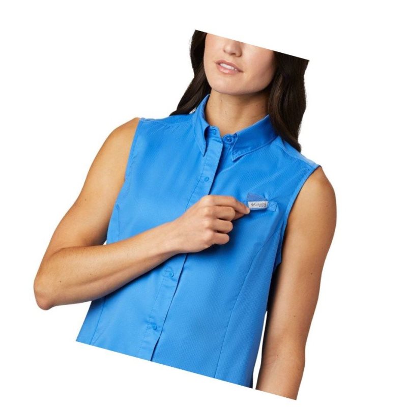 Columbia PFG Tamiami Sleeveless Gömlek Kadın Mavi | 03846-PCKE