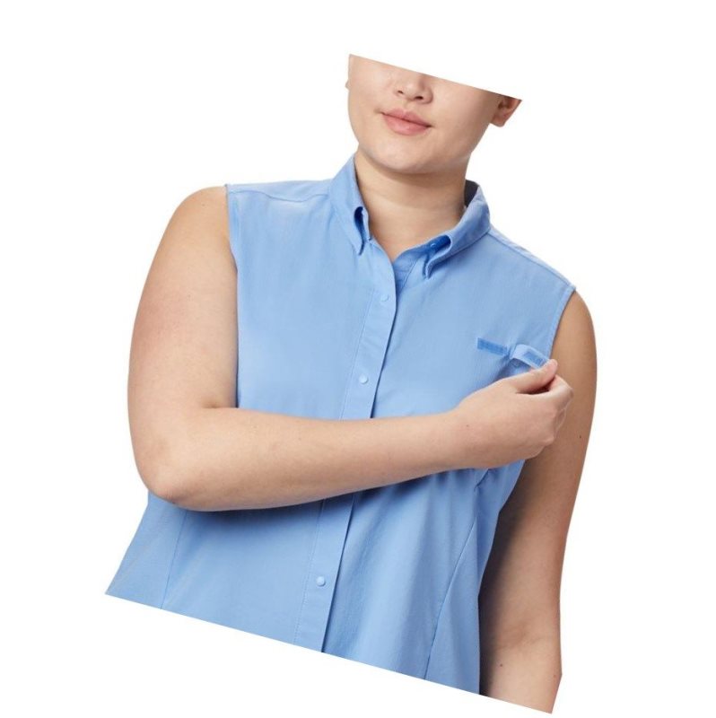 Columbia PFG Tamiami Sleeveless Plus Size Gömlek Kadın Beyaz | 84079-NWUJ