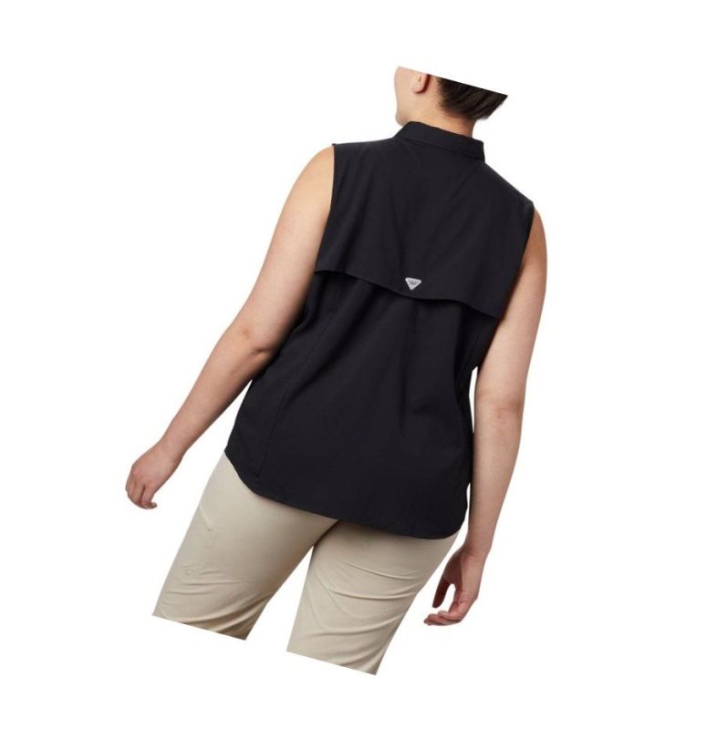 Columbia PFG Tamiami Sleeveless Plus Size Gömlek Kadın Siyah | 41597-TIRV