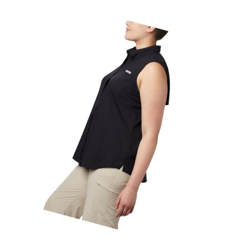 Columbia PFG Tamiami Sleeveless Plus Size Gömlek Kadın Siyah | 41597-TIRV
