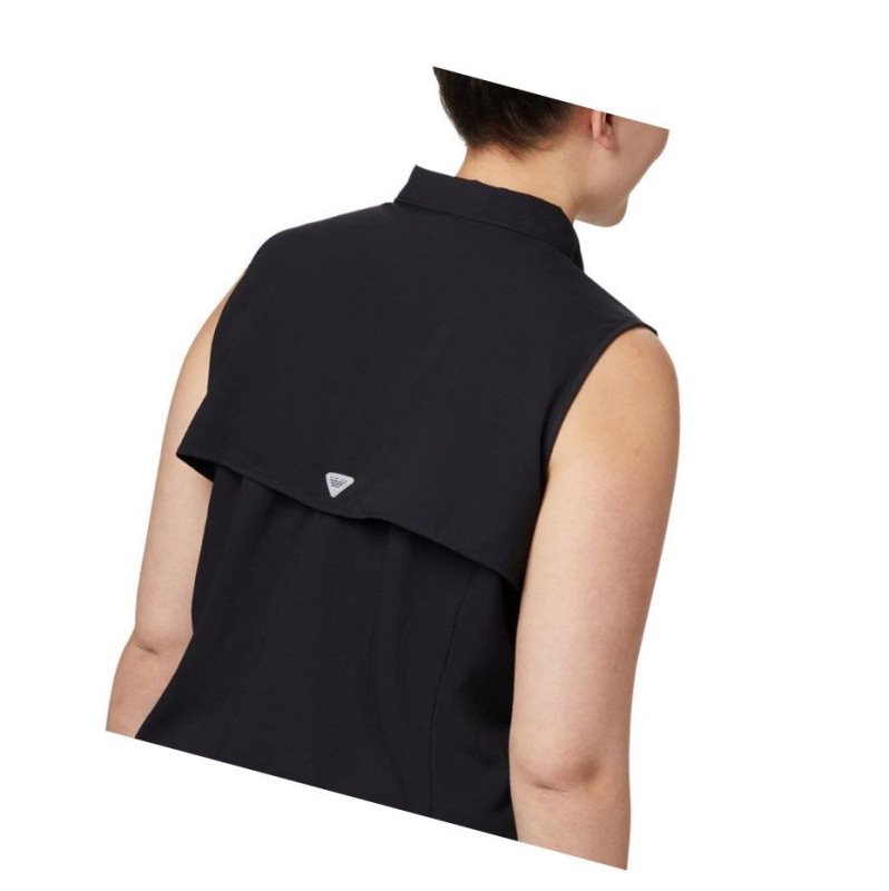 Columbia PFG Tamiami Sleeveless Plus Size Gömlek Kadın Siyah | 41597-TIRV