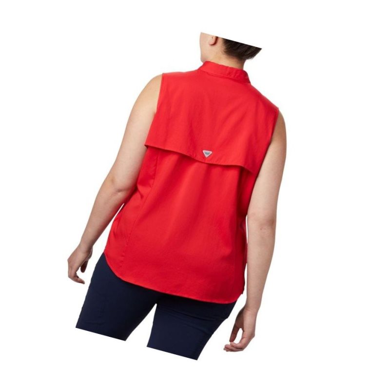 Columbia PFG Tamiami Sleeveless Plus Size Gömlek Kadın Kırmızı | 34815-DGHK