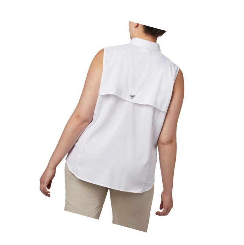 Columbia PFG Tamiami Sleeveless Plus Size Gömlek Kadın Beyaz | 07413-WTVC