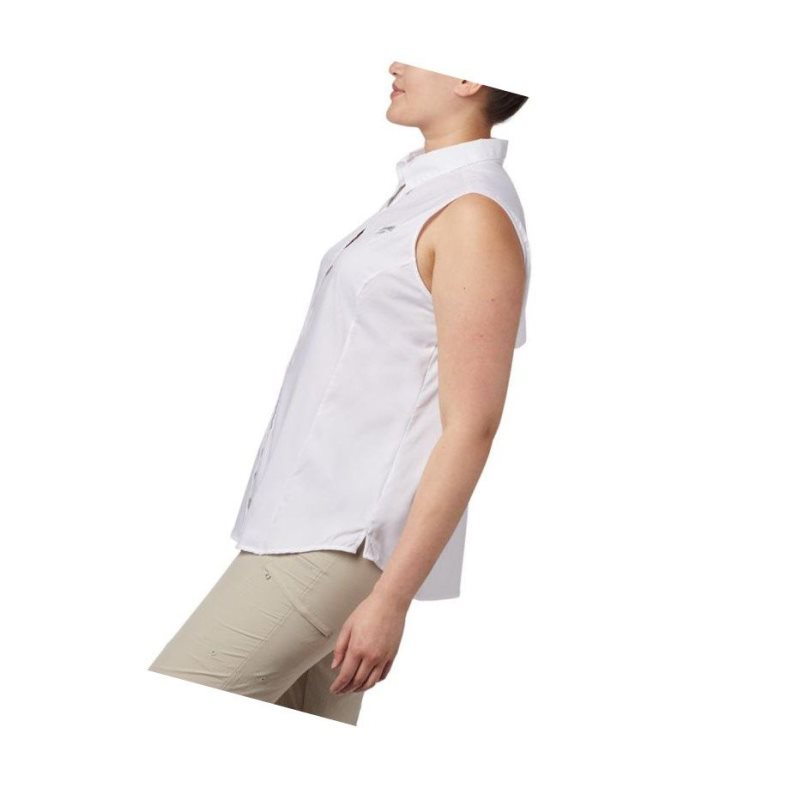 Columbia PFG Tamiami Sleeveless Plus Size Gömlek Kadın Beyaz | 07413-WTVC