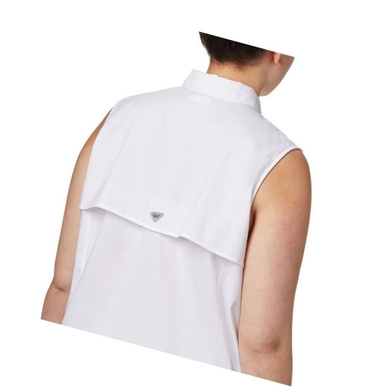 Columbia PFG Tamiami Sleeveless Plus Size Gömlek Kadın Beyaz | 07413-WTVC