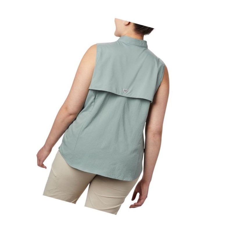 Columbia PFG Tamiami Sleeveless Plus Size Gömlek Kadın Açık Yeşil | 86590-ZCDN