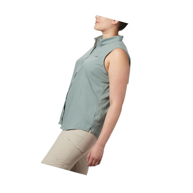 Columbia PFG Tamiami Sleeveless Plus Size Gömlek Kadın Açık Yeşil | 86590-ZCDN