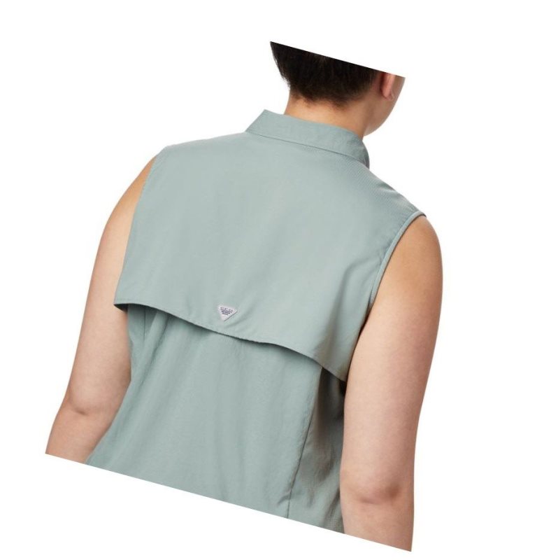 Columbia PFG Tamiami Sleeveless Plus Size Gömlek Kadın Açık Yeşil | 86590-ZCDN