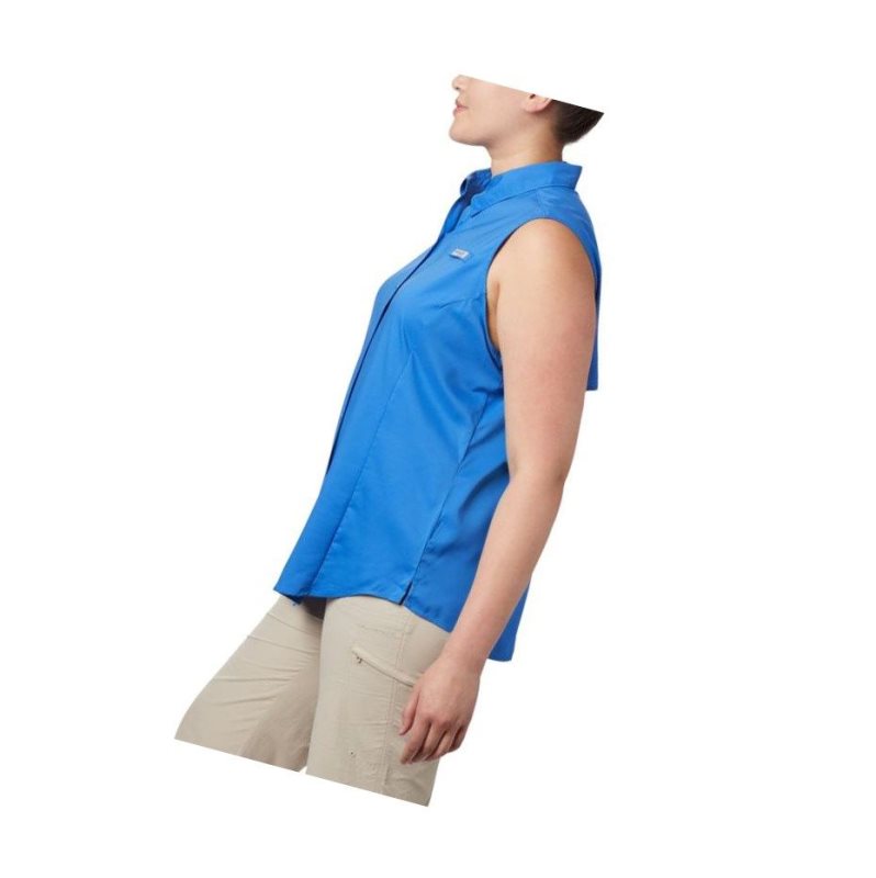Columbia PFG Tamiami Sleeveless Plus Size Gömlek Kadın Mavi | 86305-NRGM