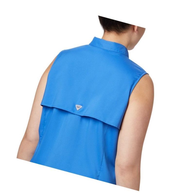 Columbia PFG Tamiami Sleeveless Plus Size Gömlek Kadın Mavi | 86305-NRGM