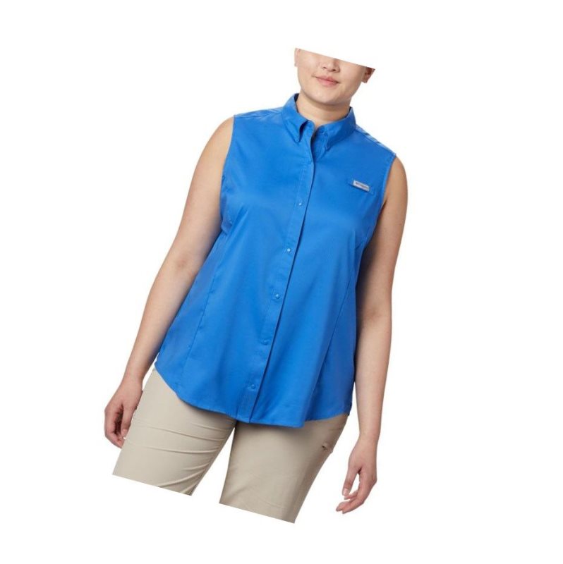 Columbia PFG Tamiami Sleeveless Plus Size Gömlek Kadın Mavi | 86305-NRGM