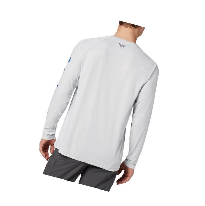 Columbia PFG Terminal Deflector Long Sleeve Big Sweatshirt Erkek Gri Mavi | 69708-LPEY