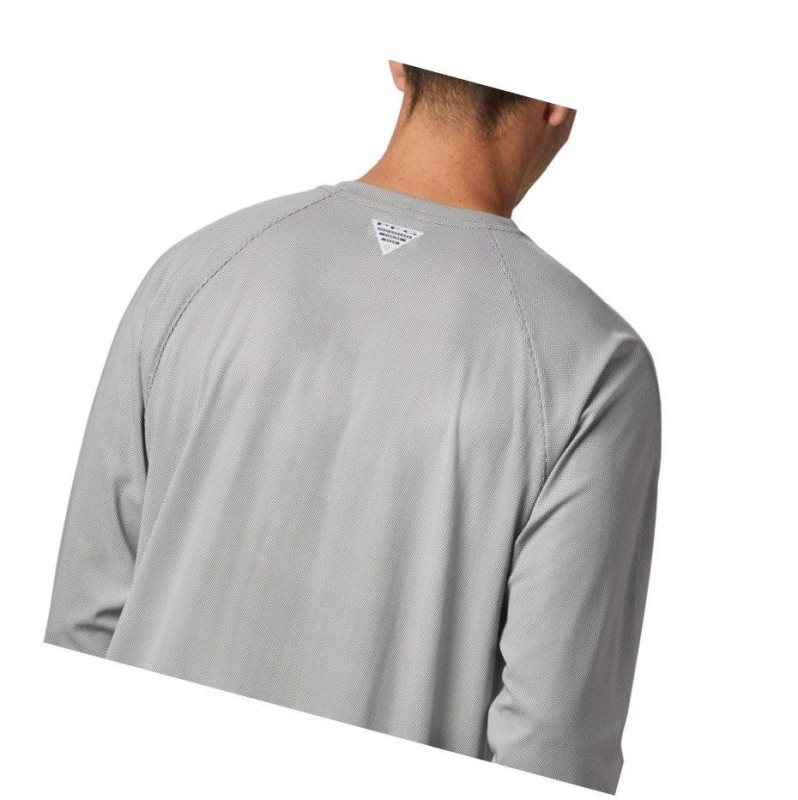 Columbia PFG Terminal Deflector Long Sleeve Big Sweatshirt Erkek Gri Açık Yeşil | 16384-DJVM