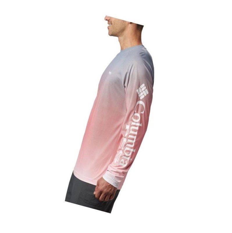 Columbia PFG Terminal Deflector Printed Long Sleeve Sweatshirt Erkek Kırmızı | 54310-GWYE