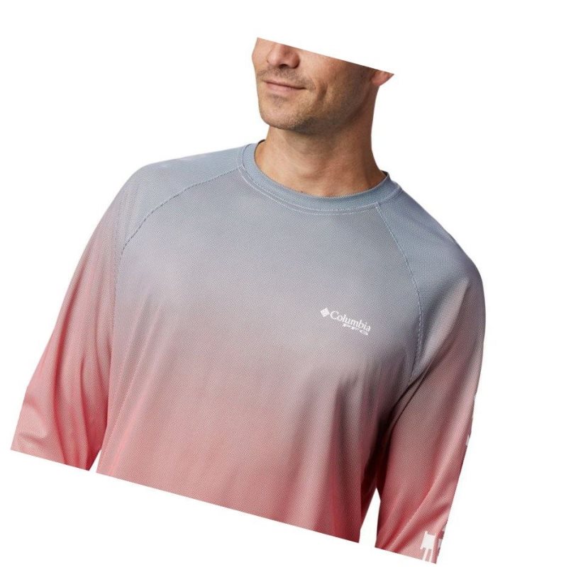 Columbia PFG Terminal Deflector Printed Long Sleeve Sweatshirt Erkek Kırmızı | 54310-GWYE