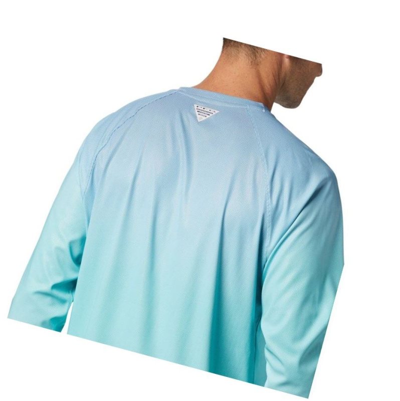 Columbia PFG Terminal Deflector Printed Long Sleeve Sweatshirt Erkek Açık Turkuaz | 43176-XTOF