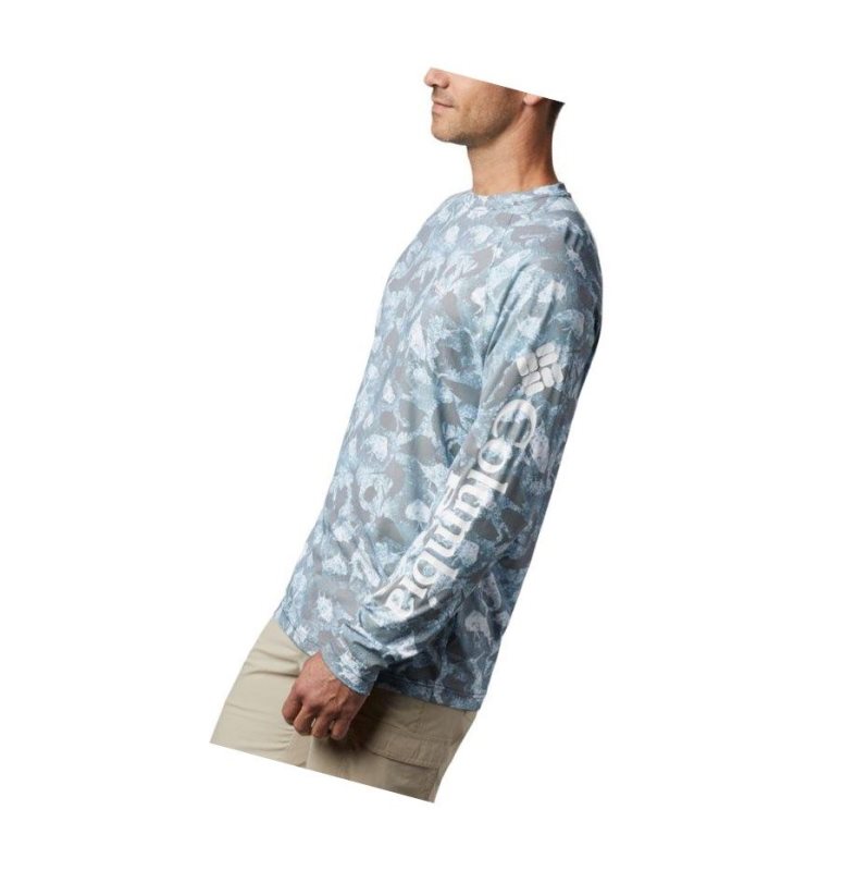Columbia PFG Terminal Deflector Printed Long Sleeve Sweatshirt Erkek Lacivert Camo | 36014-FZYX
