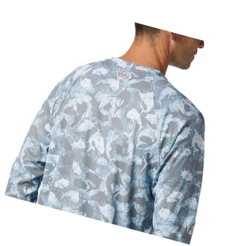 Columbia PFG Terminal Deflector Printed Long Sleeve Sweatshirt Erkek Lacivert Camo | 36014-FZYX