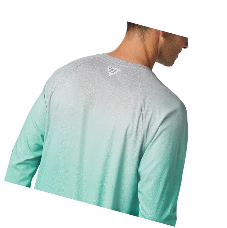 Columbia PFG Terminal Deflector Printed Long Sleeve Sweatshirt Erkek Açık Yeşil | 92417-USRL