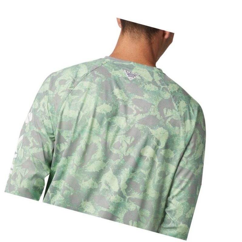 Columbia PFG Terminal Deflector Printed Long Sleeve Sweatshirt Erkek Gri Camo | 23745-YLVS