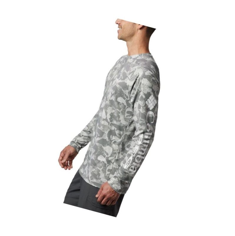 Columbia PFG Terminal Deflector Printed Long Sleeve Sweatshirt Erkek Gri Camo | 18924-TERG