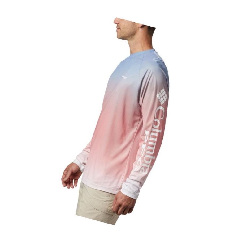 Columbia PFG Terminal Deflector Printed Long Sleeve Sweatshirt Erkek Mavi | 12537-IKSO