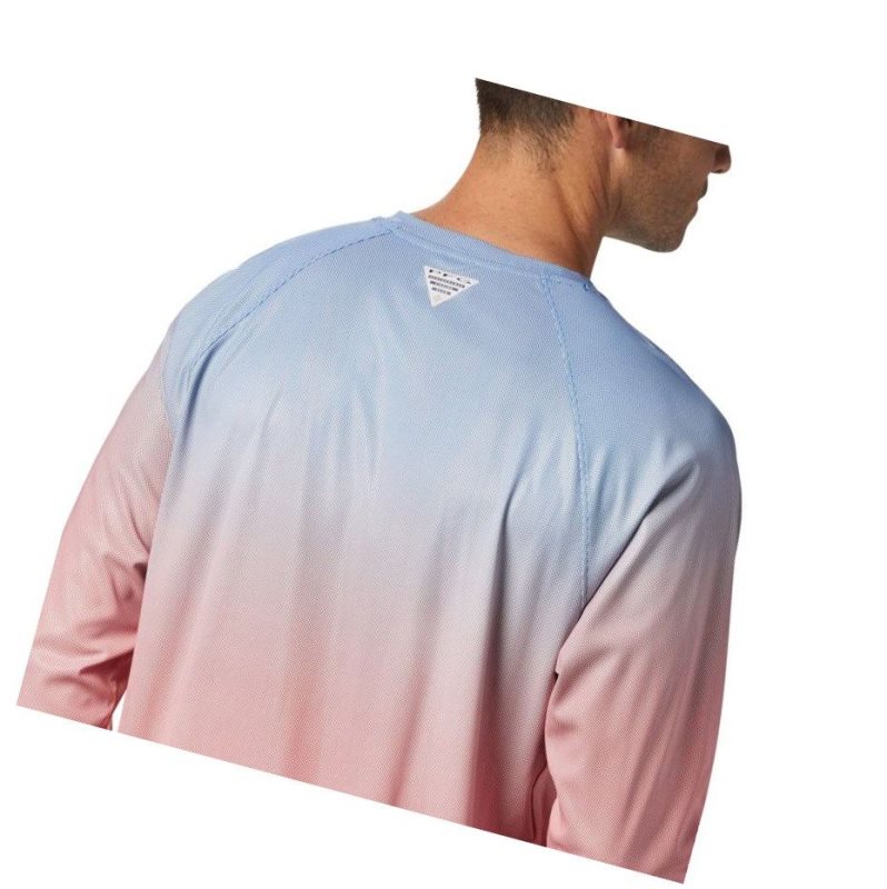 Columbia PFG Terminal Deflector Printed Long Sleeve Sweatshirt Erkek Mavi | 12537-IKSO