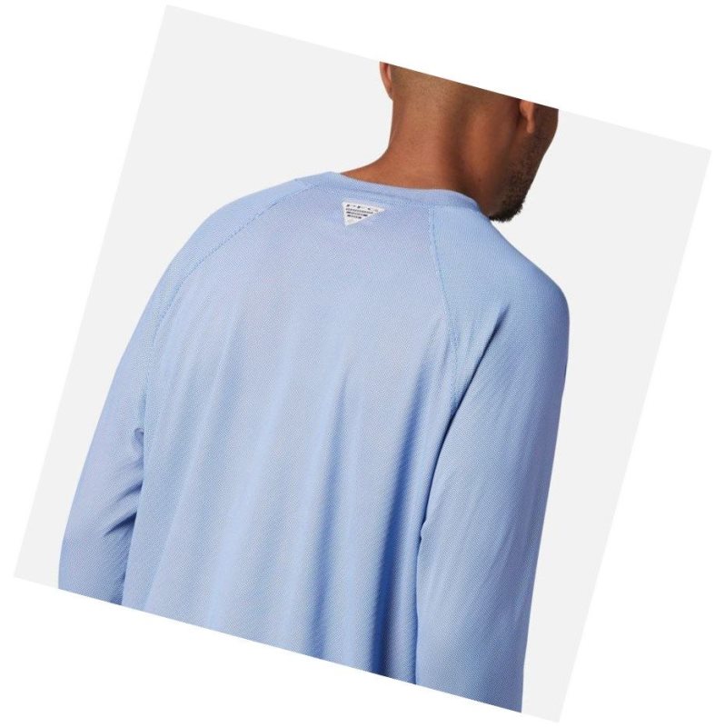 Columbia PFG Terminal Deflector Zero Mock Long Sleeve Sweatshirt Erkek Mavi | 92870-DBZF