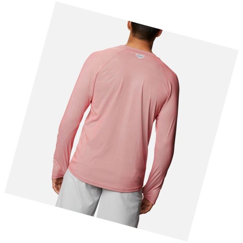 Columbia PFG Terminal Deflector Zero Mock Long Sleeve Sweatshirt Erkek Kırmızı | 24765-JTBG