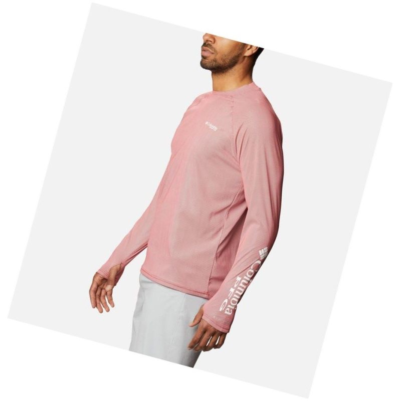 Columbia PFG Terminal Deflector Zero Mock Long Sleeve Sweatshirt Erkek Kırmızı | 24765-JTBG