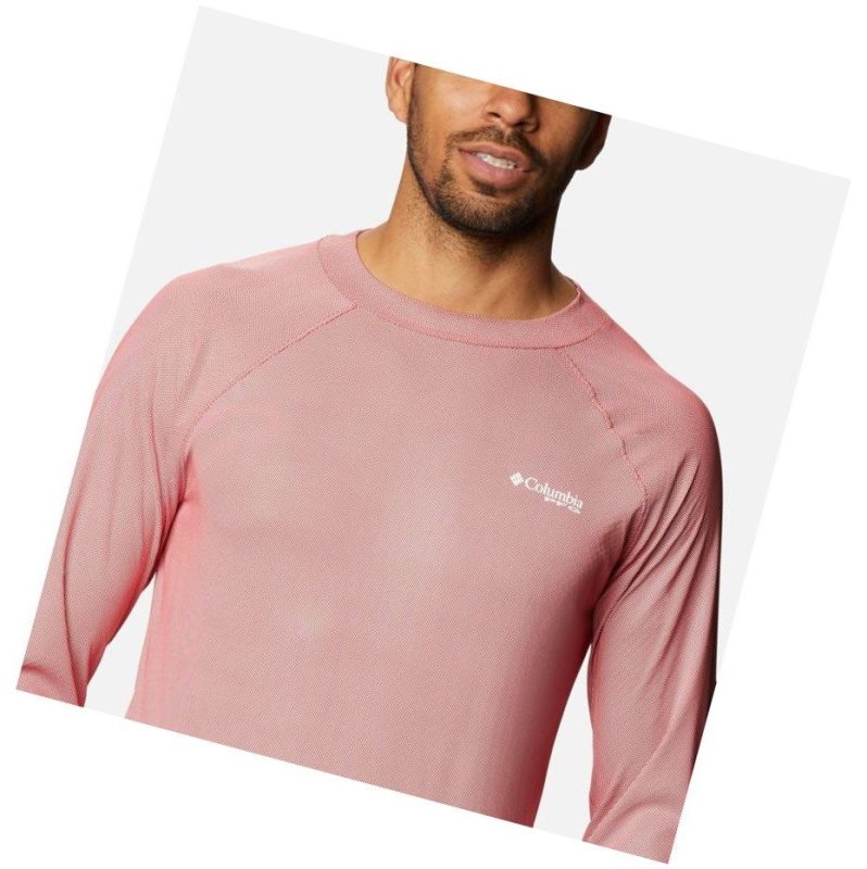 Columbia PFG Terminal Deflector Zero Mock Long Sleeve Sweatshirt Erkek Kırmızı | 24765-JTBG