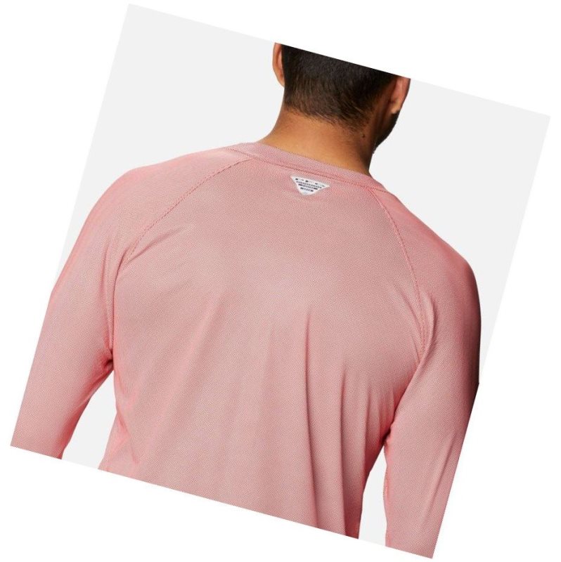 Columbia PFG Terminal Deflector Zero Mock Long Sleeve Sweatshirt Erkek Kırmızı | 24765-JTBG