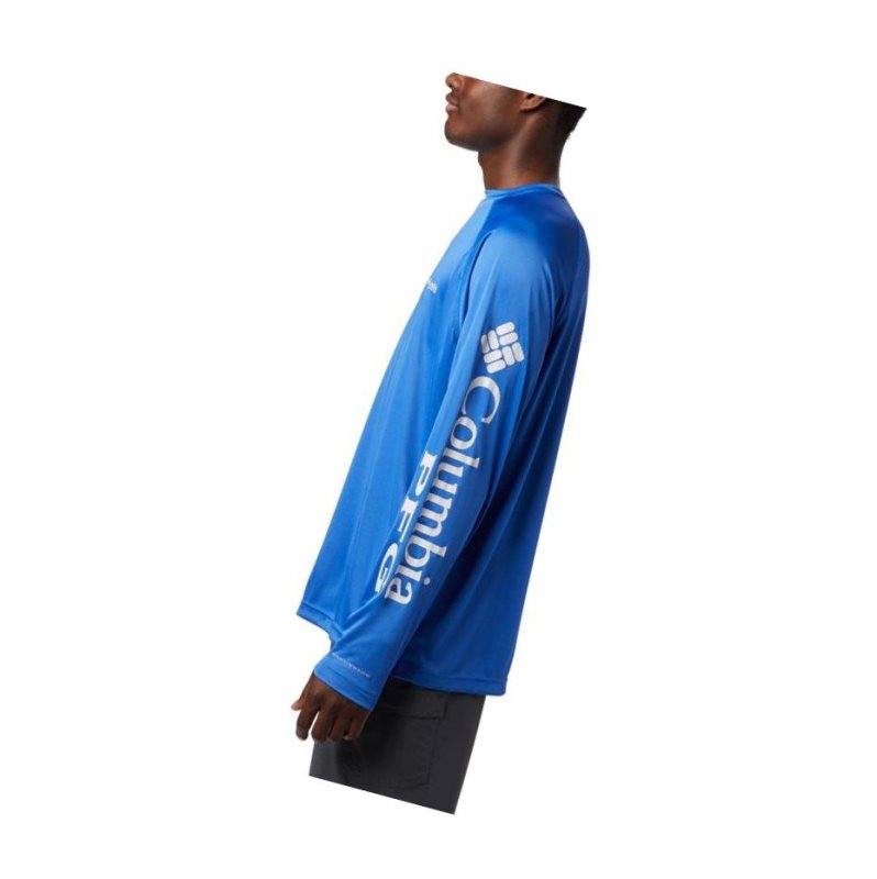 Columbia PFG Terminal Tackle?Long Sleeve Tall Sweatshirt Erkek Mavi Gri | 60123-GOPN