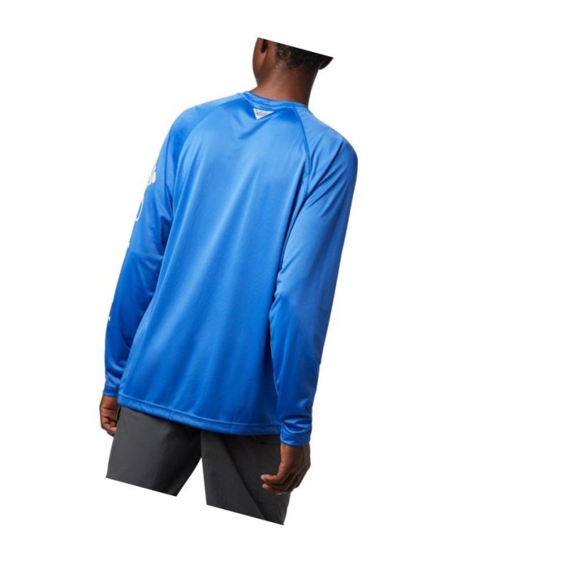 Columbia PFG Terminal Tackle?Long Sleeve Tall Sweatshirt Erkek Mavi Gri | 60123-GOPN