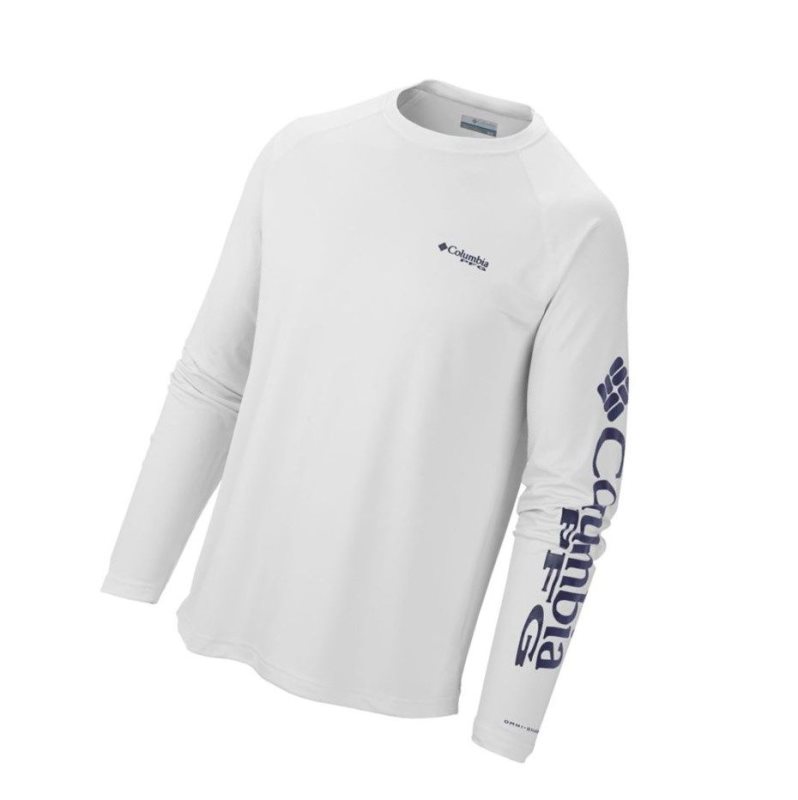 Columbia PFG Terminal Tackle?Long Sleeve Tall Sweatshirt Erkek Beyaz | 04591-QXPG