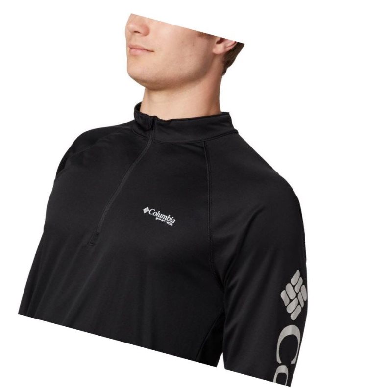 Columbia PFG Terminal Tackle 1/4 Zip Big Sweatshirt Erkek Siyah Gri | 80235-SVBO