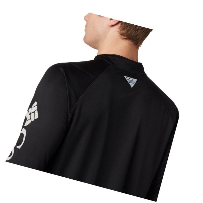 Columbia PFG Terminal Tackle 1/4 Zip Big Sweatshirt Erkek Siyah Gri | 80235-SVBO