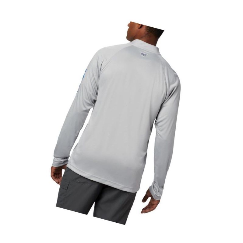 Columbia PFG Terminal Tackle 1/4 Zip Big Sweatshirt Erkek Gri Mavi | 61497-PSCR
