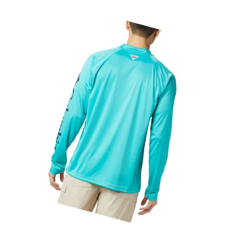 Columbia PFG Terminal Tackle 1/4 Zip Big Sweatshirt Erkek Açık Turkuaz Lacivert | 27061-RHFD
